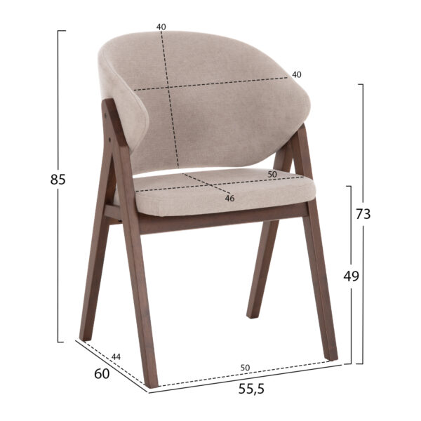 ΚΑΡΕΚΛΑ HANA HM9746.11 RUBBERWOOD ΣΕ ΜΑΥΡΟ ΧΡΩΜΑ-ΓΚΡΙ ΥΦΑΣΜΑ 55,5x60x85Yεκ. - Image 2