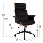 ΚΑΡΕΚΛΑ ΓΡΑΦΕΙΟΥ ΔΙΕΥΘΥΝΤΙΚΗ SUPERIOR PRO HM1108.01 ΚΑΡΥΔΙ-ΜΑΥΡO PU 74x74x116Yεκ. - Image 2