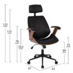 ΚΑΡΕΚΛΑ ΓΡΑΦΕΙΟΥ ΔΙΕΥΘΥΝΤΙΚΗ SUPERIOR PRO HM1109.01 ΚΑΡΥΔΙ-ΜΑΥΡO PU 63x67x123Yεκ. - Image 2