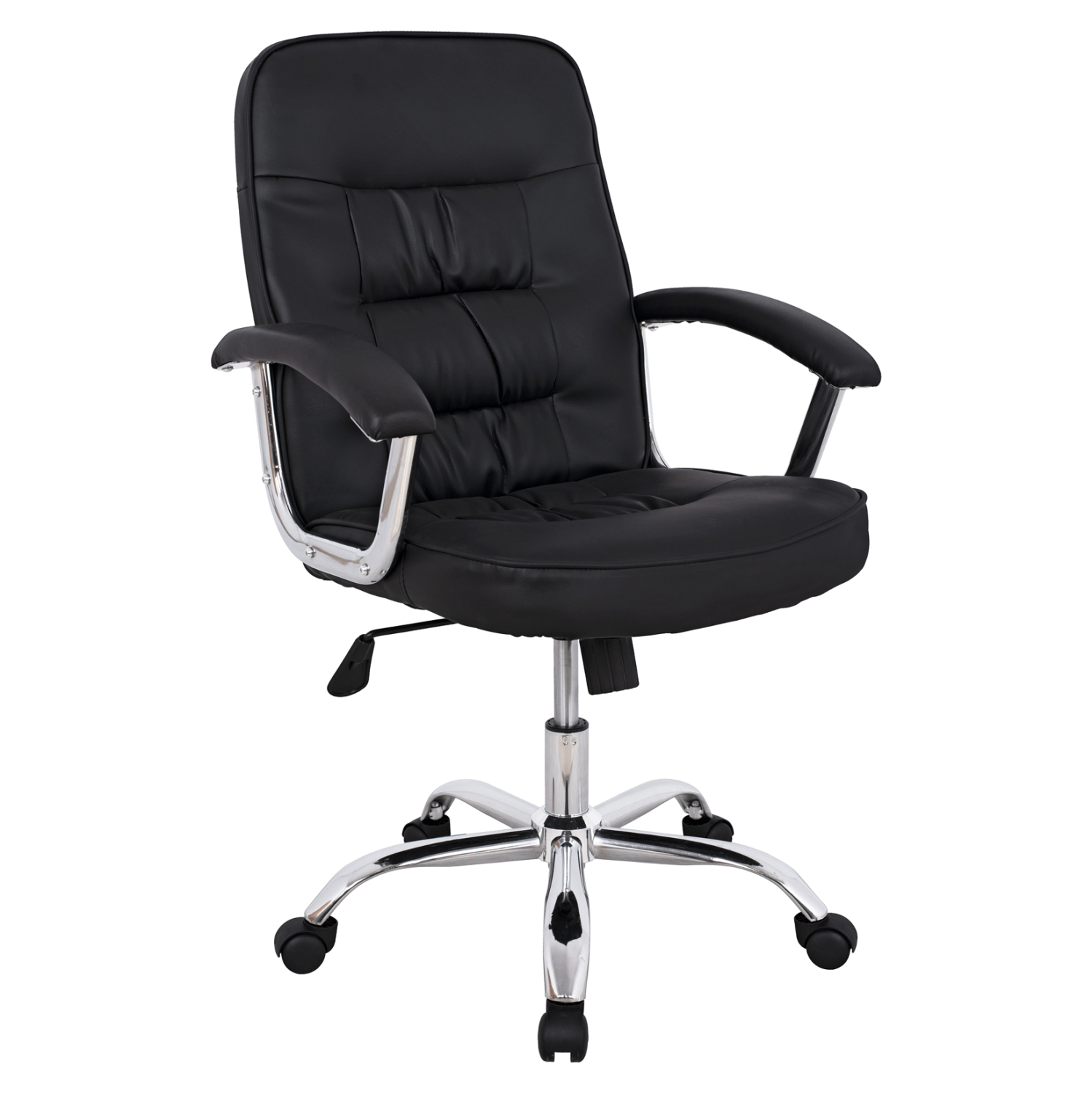 HM1113 ΚΑΡΕΚΛΑ ΓΡΑΦΕΙΟΥ RYLIE HM1113 ΜΕ ΜΑΥΡΟ PU ΚΑΙ ΒΑΣΗ ΧΡΩΜΙΟΥ 62x62x104 cm. - Image 1