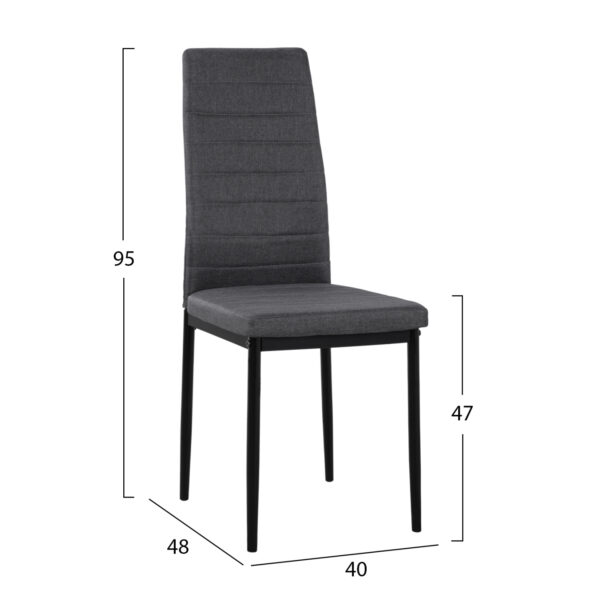 ΚΑΡΕΚΛΑ ΜΕΤΑΛΛΙΚΗ LADY HM0037.20 ΓΚΡΙ ΥΦΑΣΜΑ ΜΕΤΑΛΛΙΚΟ ΣΚΕΛΕΤΟ K/D 40x48x95 - Image 2