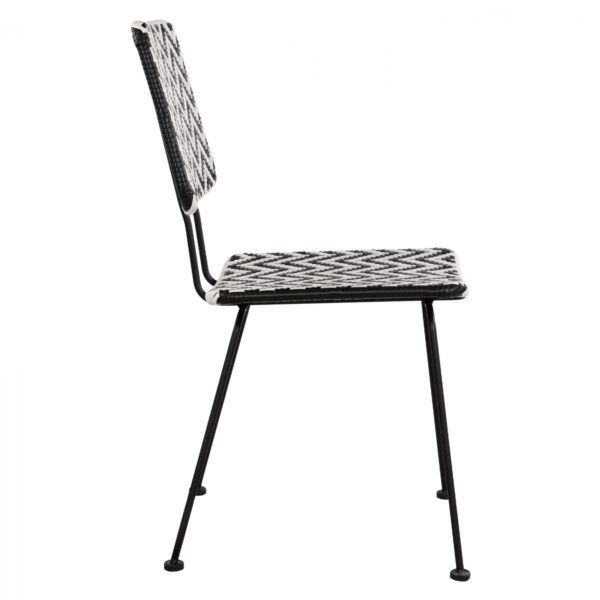 ΚΑΡΕΚΛΑ ΜΕΤΑΛΛΙΚΗ ALLEGRA HM5693 ΜΕ WICKER ΜΑΥΡΟ-ΛΕΥΚΟ 46x56x88Υ εκ. - Image 4