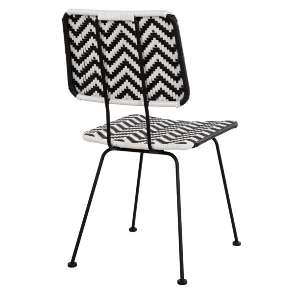 ΚΑΡΕΚΛΑ ΜΕΤΑΛΛΙΚΗ ALLEGRA HM5693 ΜΕ WICKER ΜΑΥΡΟ-ΛΕΥΚΟ 46x56x88Υ εκ. - Image 5