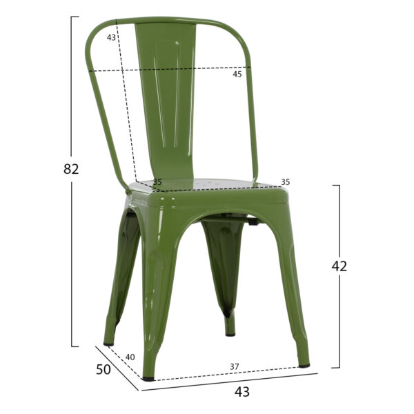 ΚΑΡΕΚΛΑ ΜΕΤΑΛΛΙΚΗ MELITA ΣΕ LIGHT OLIVE GREEN 43x50x82Y εκ. HM8641.13 - Image 2
