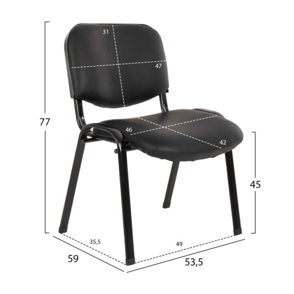 ΚΑΡΕΚΛΑ JANISHA HM1010.01 ΜΕ ΔΕΡΜΑΤΙΝΗ PU ΜΑΥΡΟ 53,5x59x77 εκ. - Image 2