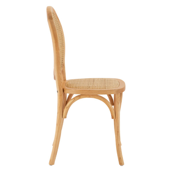 ΚΑΡΕΚΛΑ ΞΥΛΙΝΗ TINSLEY ΜΕ ΟΒΑΛ ΠΛΑΤΗ ΚΑΙ ΠΛΕΞΗ RATTAN ΣΕ ΦΥΣΙΚΗ ΑΠΟΧΡΩΣΗ HM8745.01 45x50x97 εκ. - Image 4