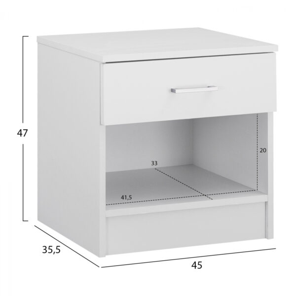 ΚΟΜΟΔΙΝΟ ΜΕ 1 ΣΥΡΤΑΡΙ LANEY ΛΕΥΚΟ HM2345.05 45x35,5x47 εκ. - Image 2