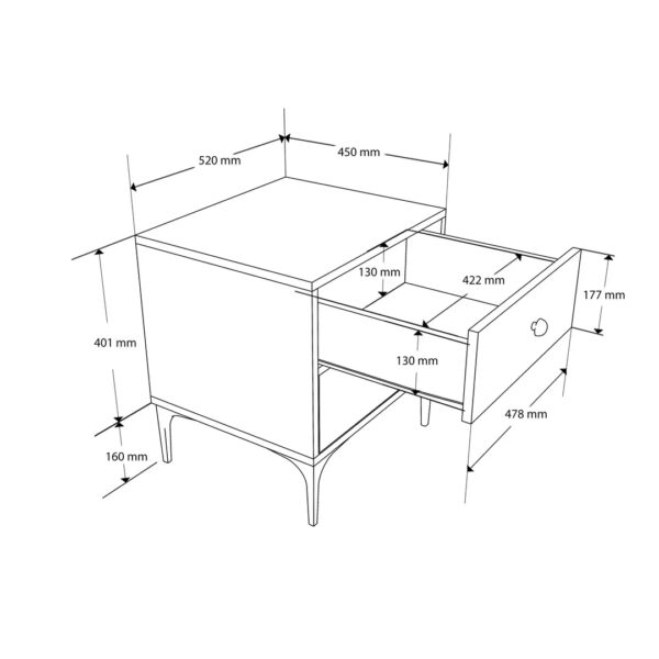 Κομοδίνο 3710 Agata , 52x45x50,1 εκ., All4home - Image 6
