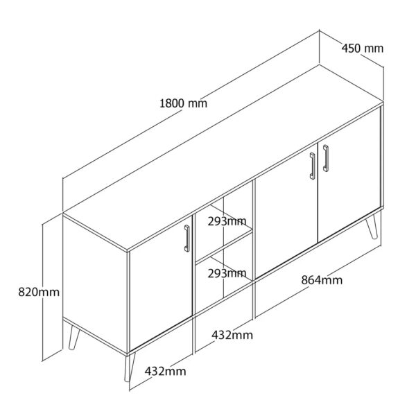 Μπουφές 1626 Exxen, Π 180xΜ 45xΥ 82 εκ., All4home - Image 5