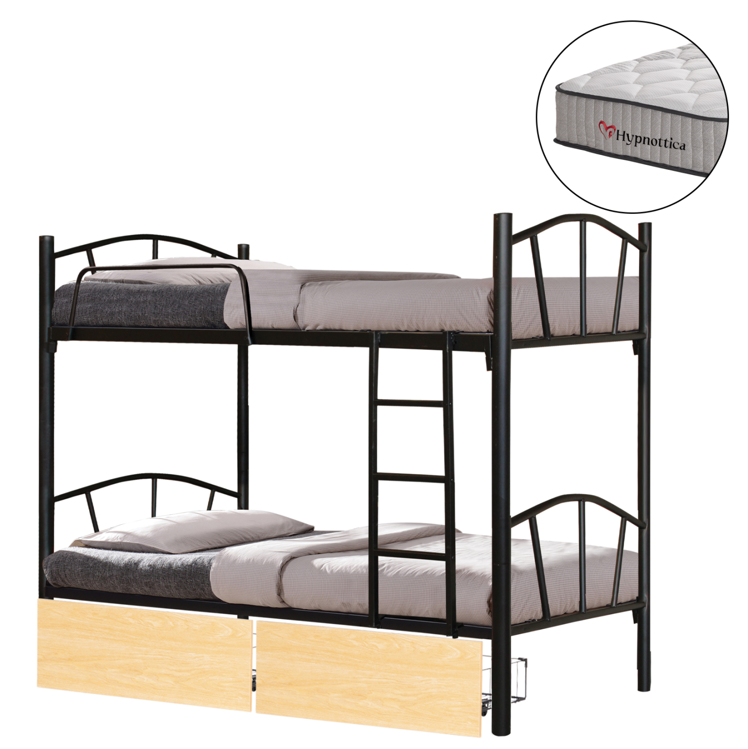 HM10967.01 ΚΟΥΚΕΤΑ ΜΕ 2 ΣΥΡΤΑΡΙΑ SONAMA & ΣΤΡΩΜΑΤΑ 90X190εκ FLOOR HM10749.04 ΜΕΤΑΛΛΟ ΜΑΥΡΟ - Image 1