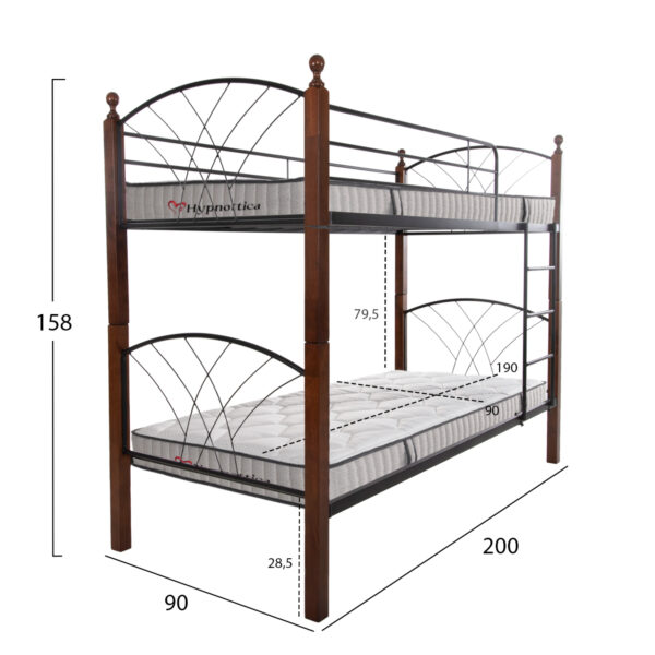 ΚΟΥΚΕΤΑ ΜΕ ΣΤΡΩΜΑΤΑ STOREY HM10749.10 ΜΕΤΑΛΛΟ & ΞΥΛΟ RUBBERWOOD--ΣΤΡΩΜΑΤΑ 90x190εκ. - Image 3