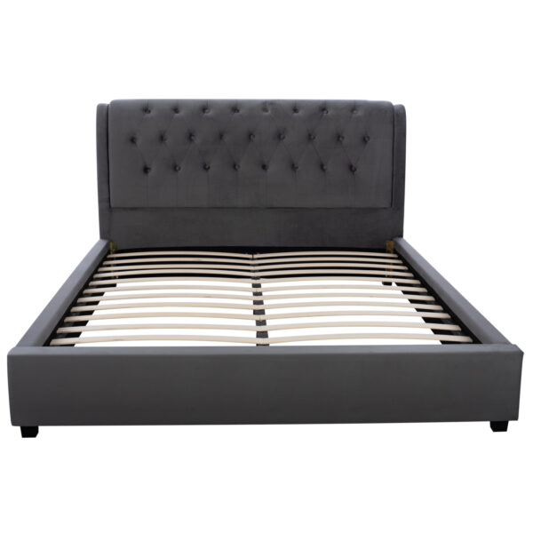 ΚΡΕΒΑΤΙ ODALYS 150X200 ΒΕΛΟΥΔΟ ΥΦΑΣΜΑ ΓΚΡΙ HM549.11 164x223x100 εκ. - Image 4