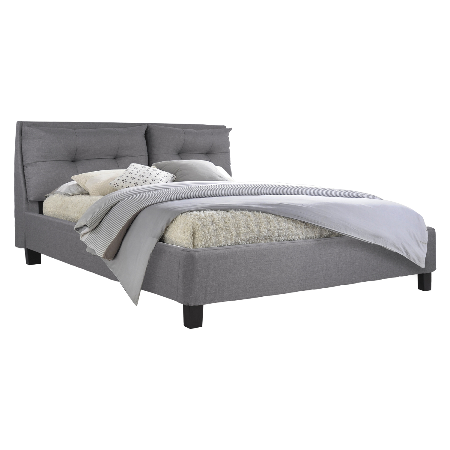 HM551.05 ΚΡΕΒΑΤΙ BILLIE 160x200 εκ. ΜΕ ΥΦΑΣΜΑ ΓΚΡΙ HM551.05 - Image 1