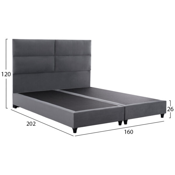 ΚΡΕΒΑΤΙ MILO ΑΠΟ ΓΚΡΙ ΒΕΛΟΥΔΟ HM616.10 ΓΙΑ ΣΤΡΩΜΑ 160x200 EK. - Image 3