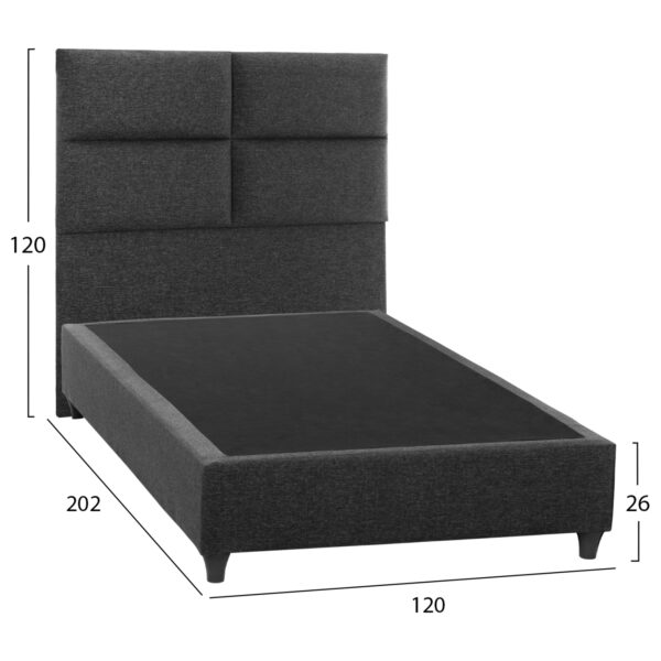 ΚΡΕΒΑΤΙ MILO ΑΠΟ ΓΚΡΙ ΥΦΑΣΜΑ HM646.01 ΓΙΑ ΣΤΡΩΜΑ 120x200 εκ. - Image 3