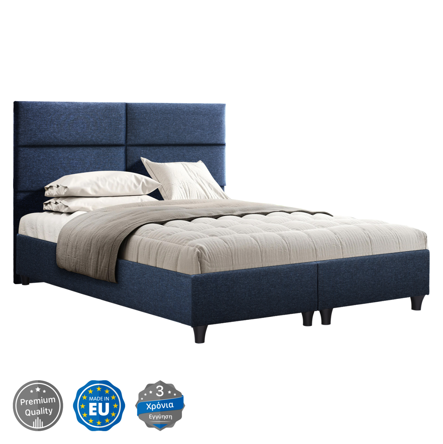 HM616.08 ΚΡΕΒΑΤΙ MILO ΑΠΟ ΜΠΛΕ ΥΦΑΣΜΑ HM616.08 ΓΙΑ ΣΤΡΩΜΑ 160x200 εκ. - Image 1