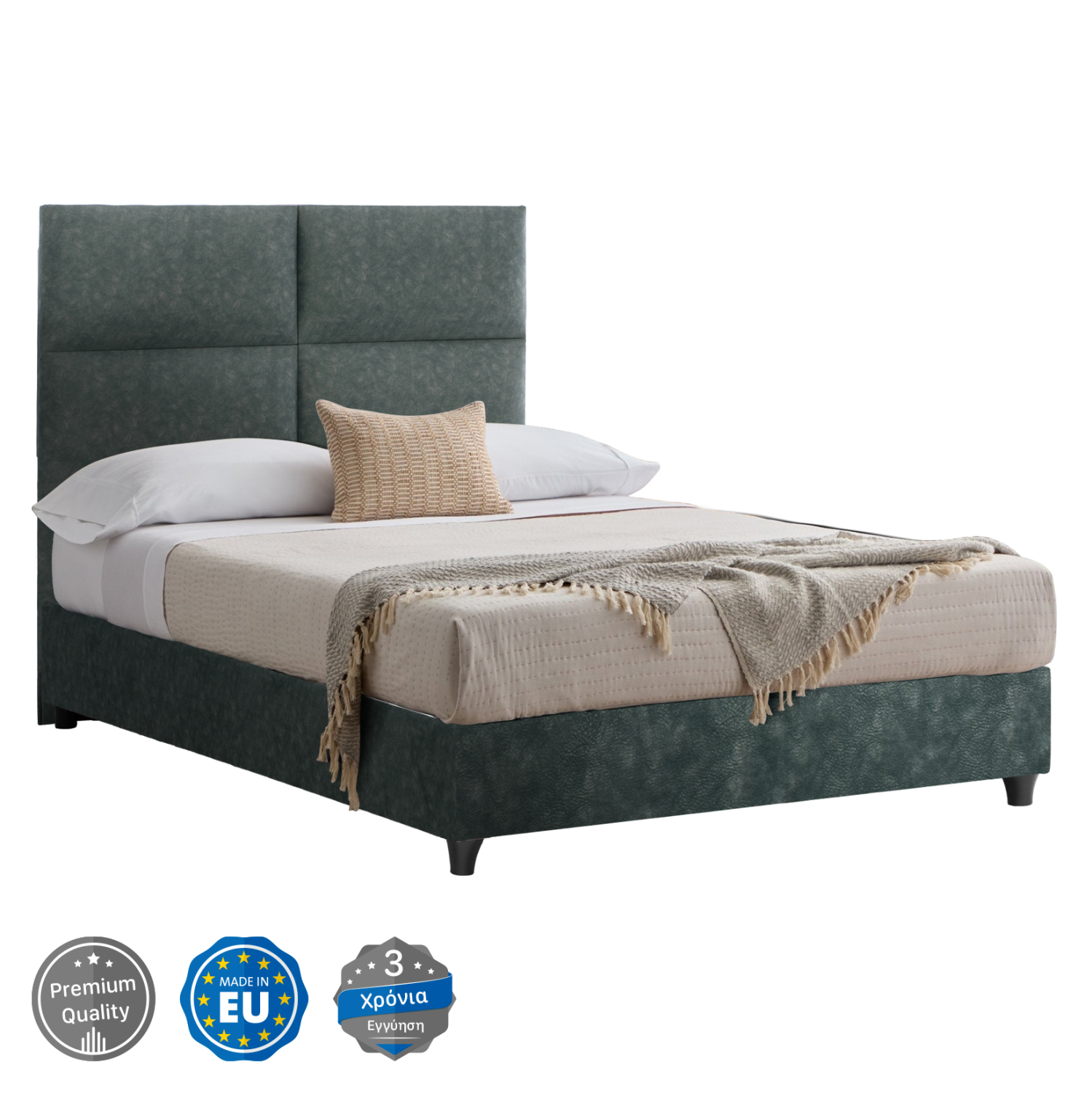 HM646.27 ΚΡΕΒΑΤΙ MILO ΑΠΟ ΠΡΑΣΙΝΟ ΥΦΑΣΜΑ τύπου NUBUCK HM646.27 ΓΙΑ ΣΤΡΩΜΑ 120x200 εκ. - Image 1