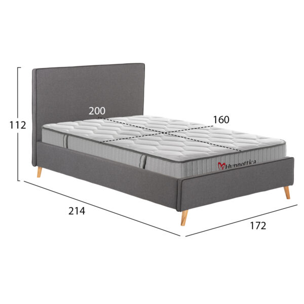 ΚΡΕΒΑΤΙ ΔΙΠΛΟ ΜΕ ΣΤΡΩΜΑ INDRA HM10769.01 ΓΚΡΙ ΥΦΑΣΜΑ--ΓΙΑ ΣΤΡΩΜΑ 160x200εκ - Image 3