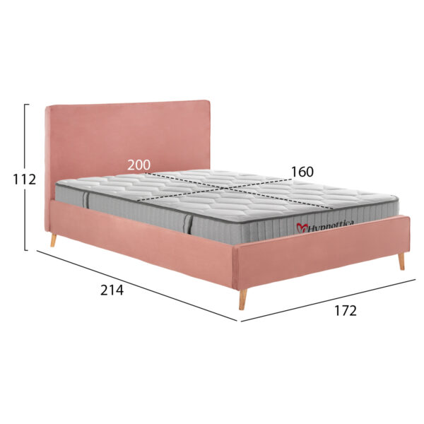 ΚΡΕΒΑΤΙ ΔΙΠΛΟ ΜΕ ΣΤΡΩΜΑ INDRA HM10769.03 ΒΕΛΟΥΔΟ ΣΑΠΙΟ ΜΗΛΟ--ΓΙΑ ΣΤΡΩΜΑ 160x200εκ - Image 3