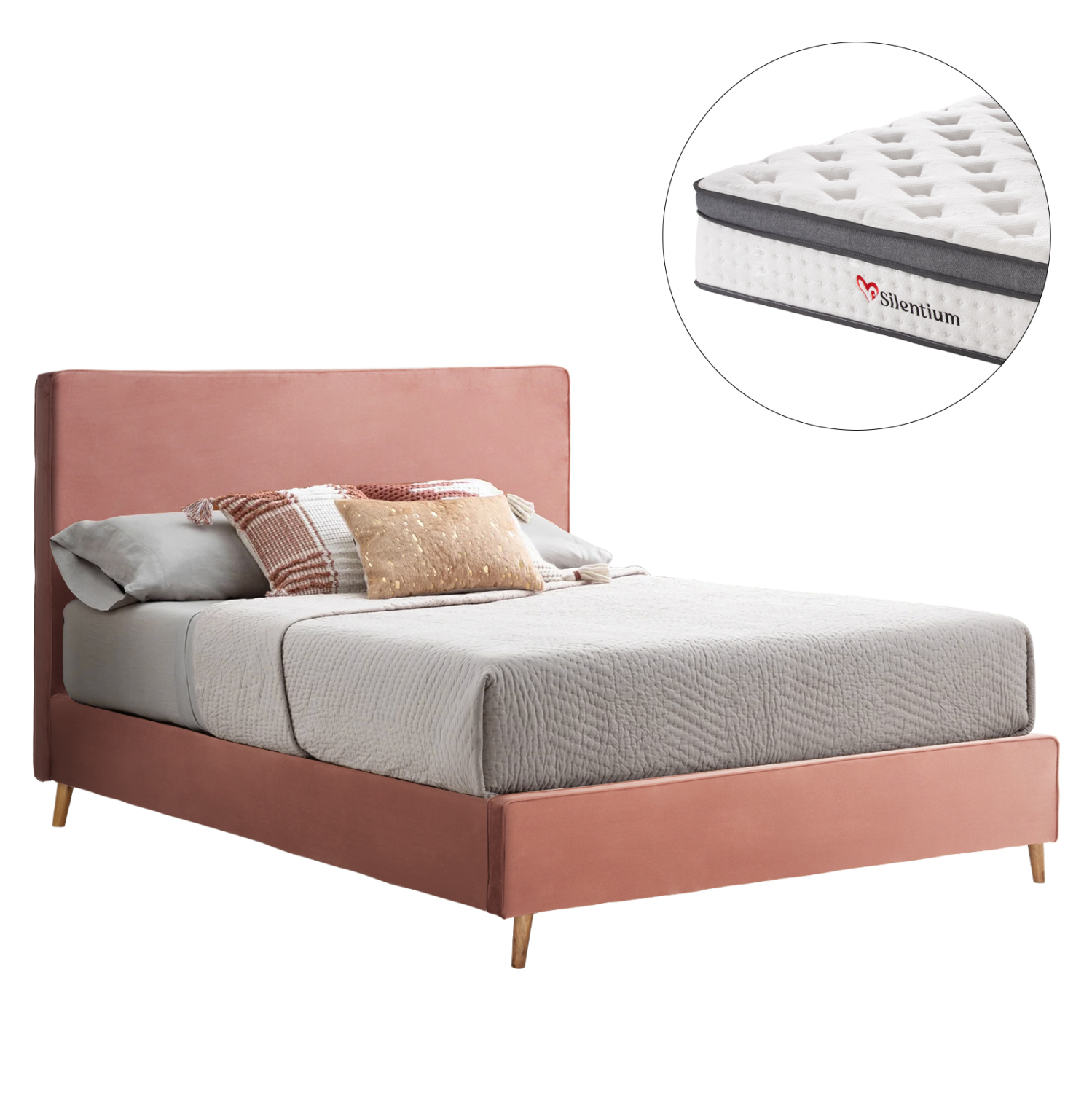 HM10810.12 ΚΡΕΒΑΤΙ ΔΙΠΛΟ ΜΕ ΣΤΡΩΜΑ INDRA HM10810.12 ΣΑΠΙΟ ΜΗΛΟ ΒΕΛΟΥΔΟ--ΓΙΑ ΣΤΡΩΜΑ 160x200εκ - Image 1