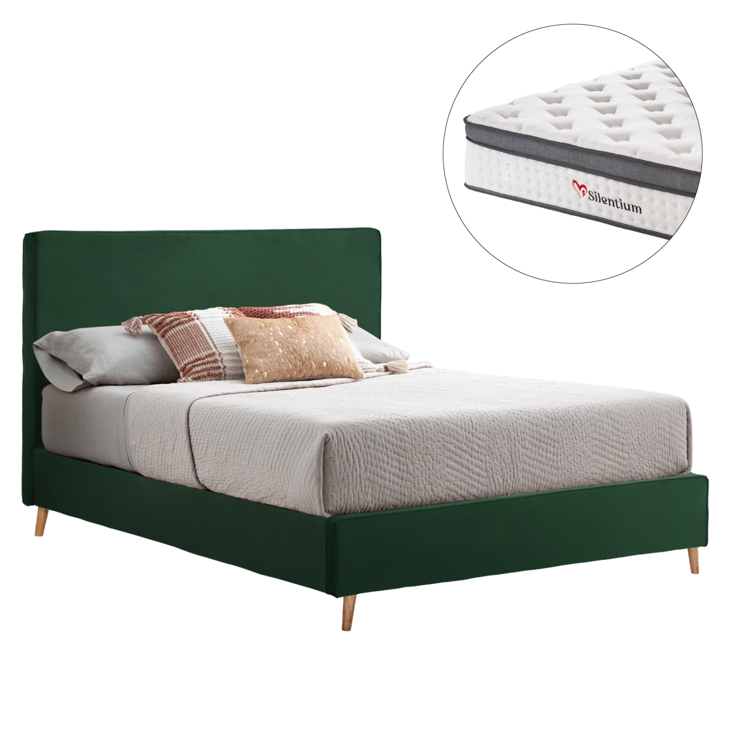 HM10810.13 ΚΡΕΒΑΤΙ ΔΙΠΛΟ ΜΕ ΣΤΡΩΜΑ INDRA HM10810.13 ΚΥΠΑΡΙΣΣΙ ΒΕΛΟΥΔΟ--ΓΙΑ ΣΤΡΩΜΑ 160x200εκ - Image 1