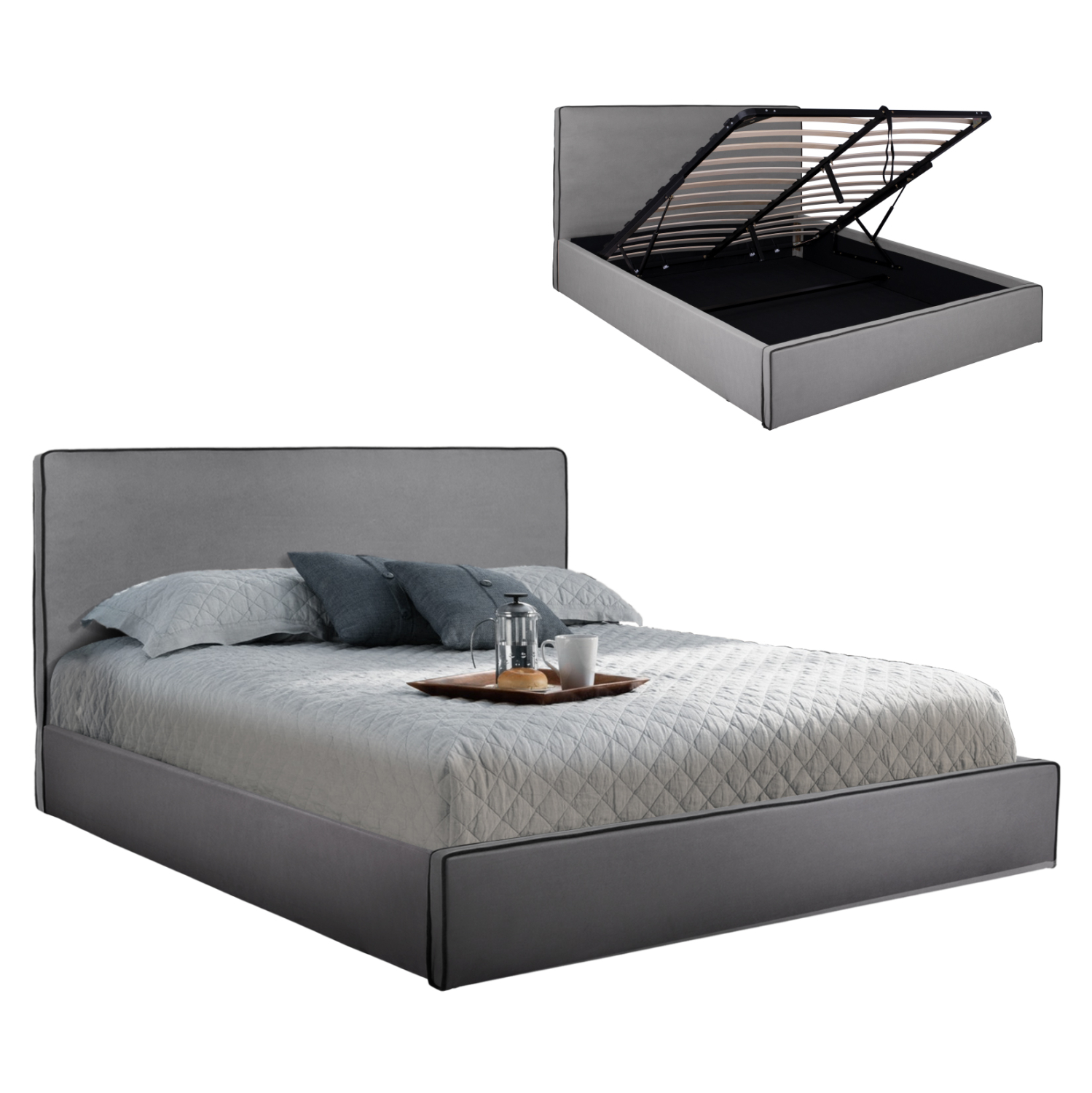 HM584.01 ΚΡΕΒΑΤΙ ALLIE HM584.01 160x200 εκ. ΜΕ ΑΠΟΘΗΚΕΥΤΙΚΟ ΧΩΡΟ ΓΚΡΙ ΥΦΑΣΜΑ - Image 1