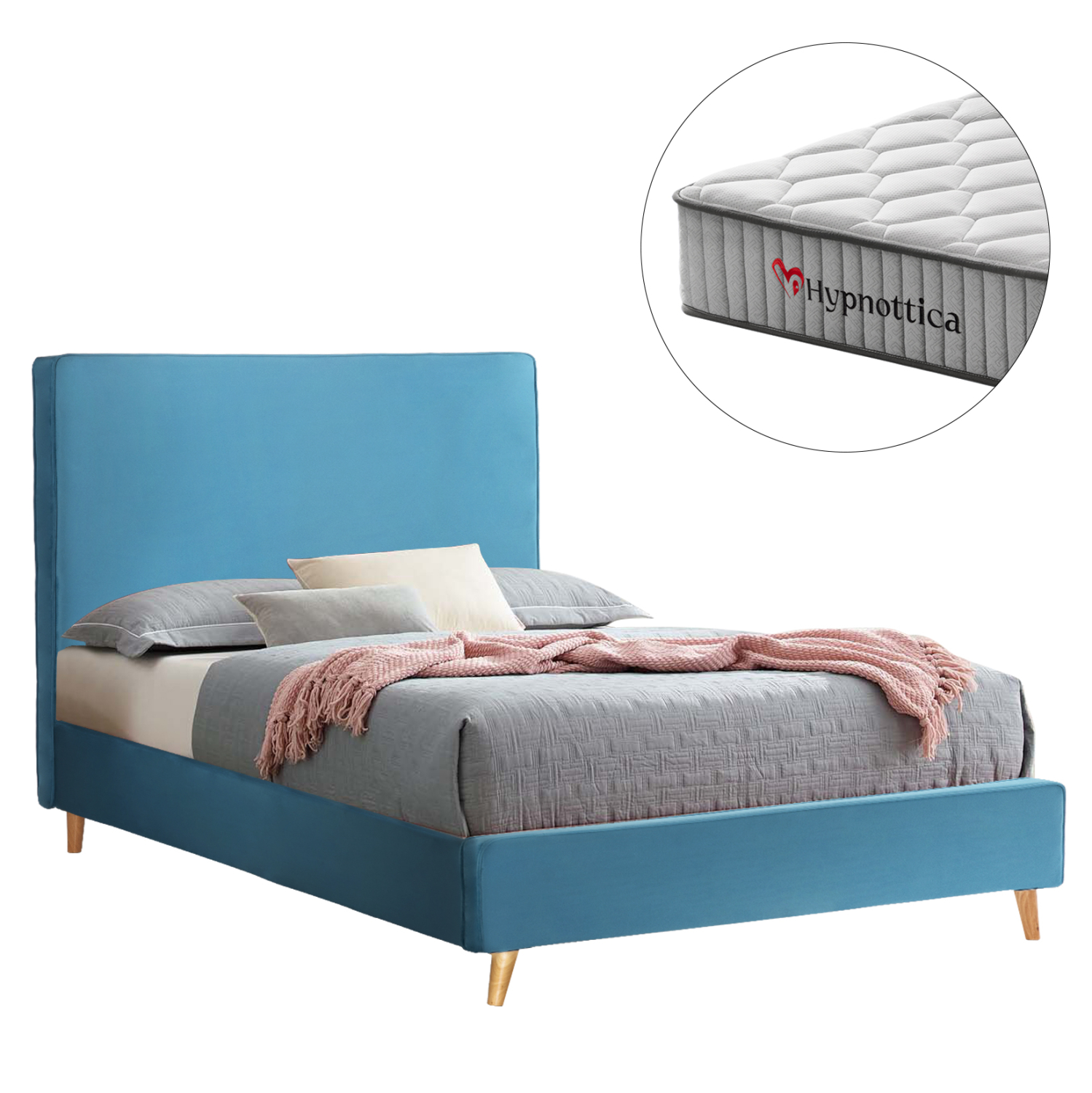 HM10758.08 ΚΡΕΒΑΤΙ ΗΜΙΔΙΠΛΟ ΜΕ ΣΤΡΩΜΑ MAYLIN HM10758.08 ΒΕΛΟΥΔΟ ΤΙΡΚΟΥΑΖ--ΣΤΡΩΜΑ 120Χ200εκ - Image 1
