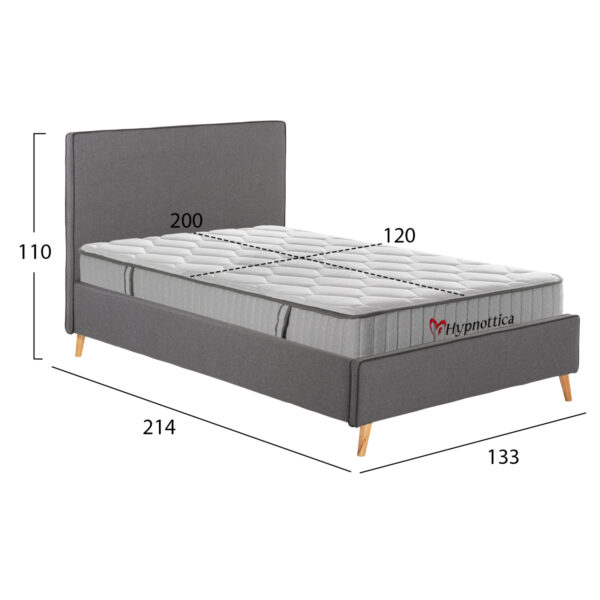 ΚΡΕΒΑΤΙ ΗΜΙΔΙΠΛΟ ΜΕ ΣΤΡΩΜΑ MAYLIN HM10758.10 ΓΚΡΙ ΥΦΑΣΜΑ--ΣΤΡΩΜΑ 120Χ200εκ - Image 3