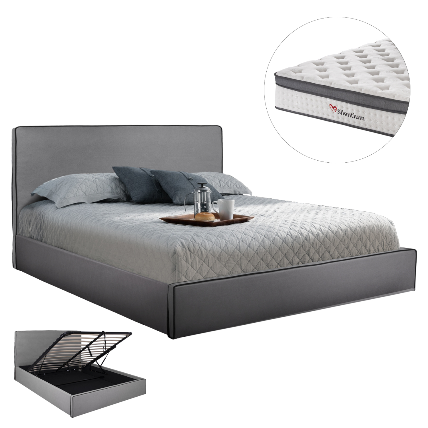 HM10805.01 ΚΡΕΒΑΤΙ ΜΕ ΣΤΡΩΜΑ & ΑΠΟΘ.ΧΩΡΟ ALLIE HM10805.01 ΓΚΡΙ ΥΦΑΣΜΑ--ΣΤΡΩΜΑ 160Χ200εκ - Image 1