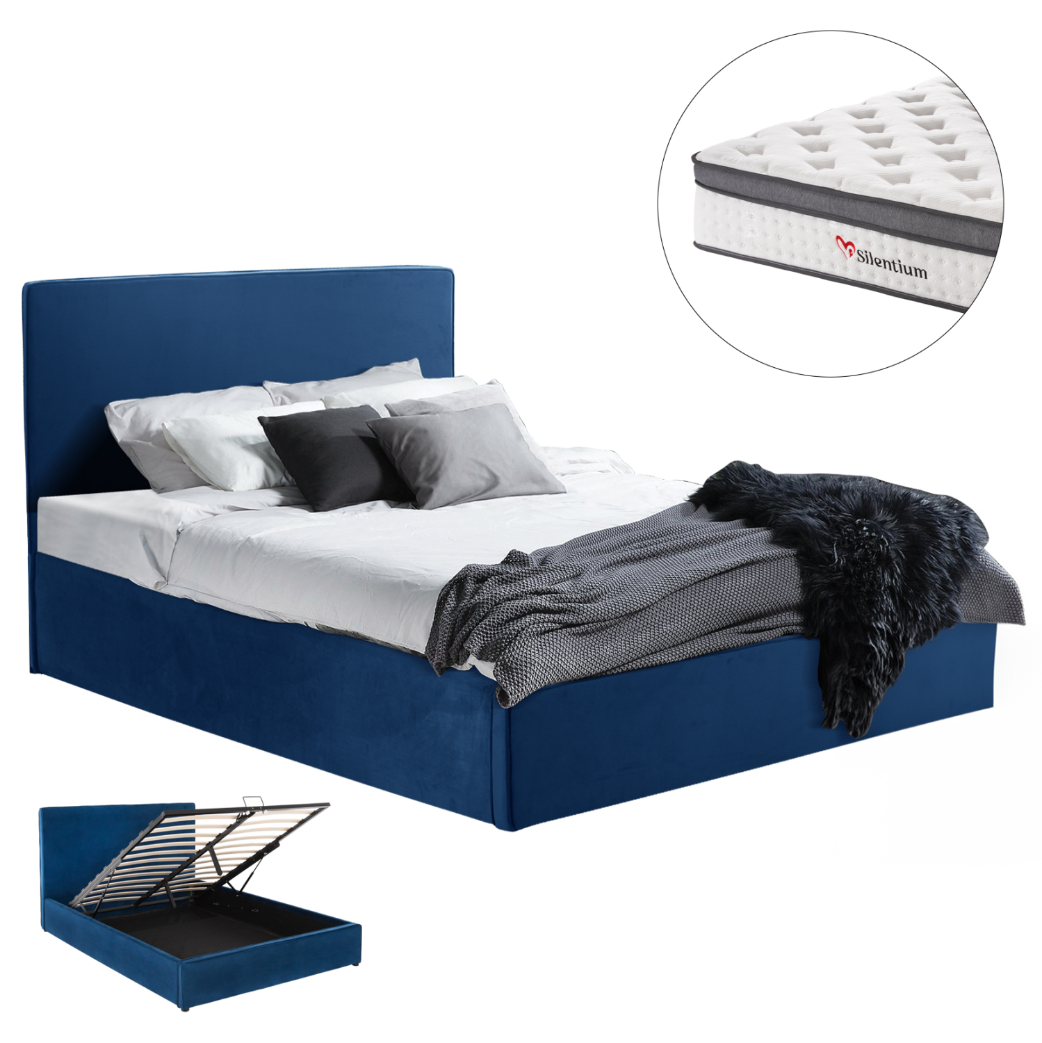 HM10805.18 ΚΡΕΒΑΤΙ ΜΕ ΣΤΡΩΜΑ & ΑΠΟΘ.ΧΩΡΟ ALLIE HM10805.18 ΜΠΛΕ ΒΕΛΟΥΔΟ--ΣΤΡΩΜΑ 160Χ200εκ - Image 1