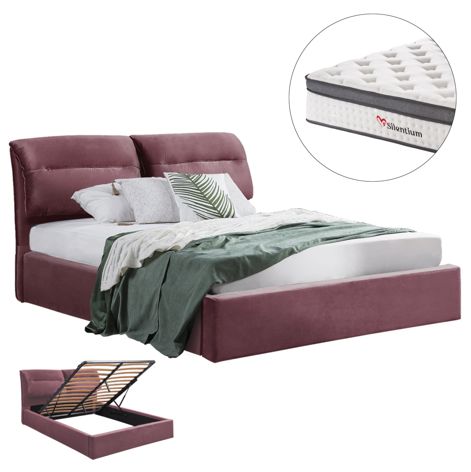 HM10809.02 ΚΡΕΒΑΤΙ ΜΕ ΣΤΡΩΜΑ & ΑΠΟΘ.ΧΩΡΟ KENDRA HM10809.02 ΣΑΠΙΟ ΜΗΛΟ ΒΕΛΟΥΔΟ-ΣΤΡΩΜΑ 160x200εκ - Image 1