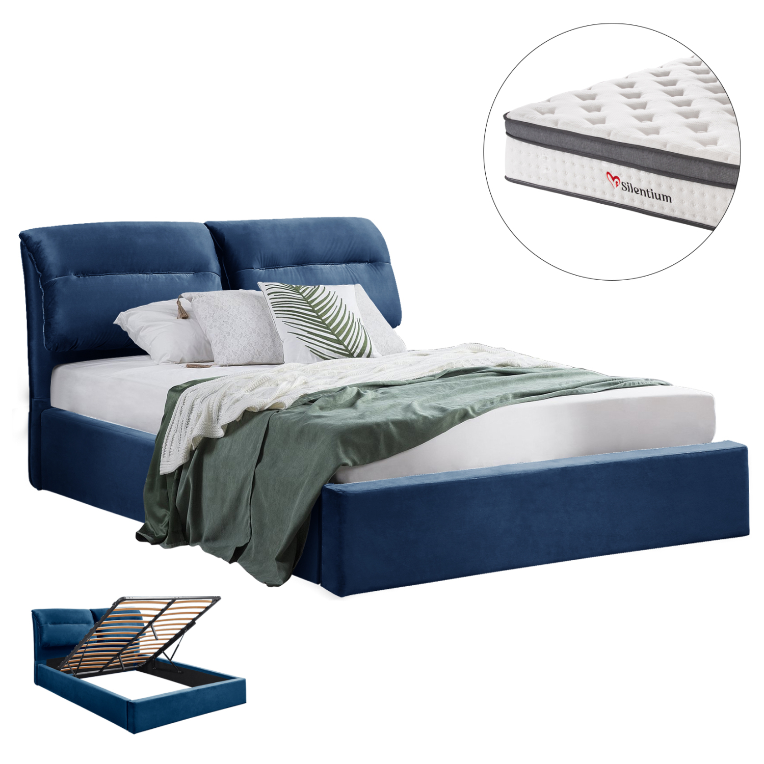 HM10809.18 ΚΡΕΒΑΤΙ ΜΕ ΣΤΡΩΜΑ & ΑΠΟΘ.ΧΩΡΟ KENDRA HM10809.18 ΜΠΛΕ ΒΕΛΟΥΔΟ-ΣΤΡΩΜΑ 160x200εκ - Image 1
