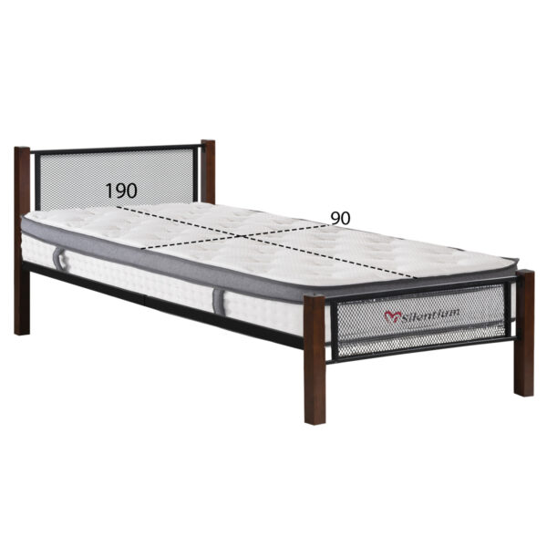 ΚΡΕΒΑΤΙ ΜΕ ΣΤΡΩΜΑ RAYVEN HM10801 ΜΕΤΑΛΛΟ & RUBBERWOOD ΣΕ DIRTY OAK--ΣΤΡΩΜΑ 90Χ190εκ - Image 2