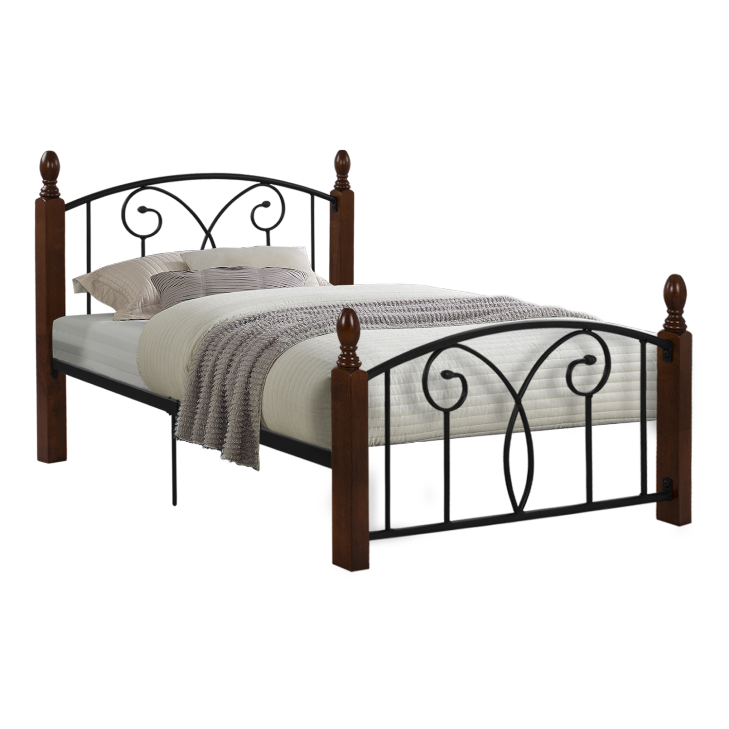 HM389 ΚΡΕΒΑΤΙ SUZIE HM389 ΜΕΤΑΛΛΟ & RUBBERWOOD-- ΜΟΝΗ ΔΙΑΣΤΑΣΗ--ΓΙΑ ΣΤΡΩΜΑ 90x190εκ. - Image 1