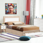 ΚΡΕΒΑΤΙ ΜΟΝΟ ΜΕ ΣΥΡΤΑΡΙ & ΣΤΡΩΜΑ MELANY HM10745 ΜΕΛΑΜΙΝΗ SONAMA/ΛΕΥΚΟ--ΓΙΑ 90x190εκ - Image 2