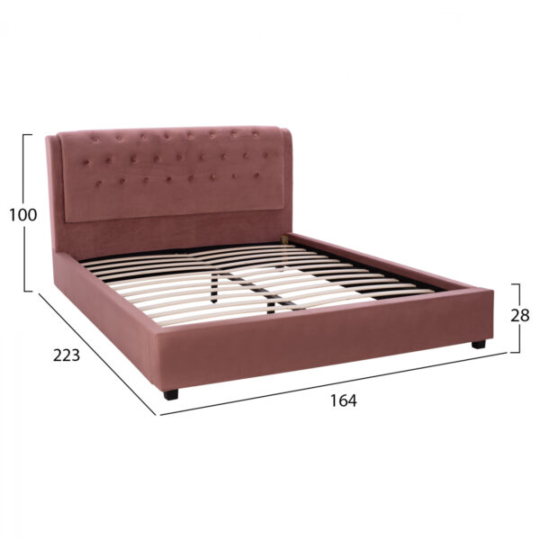ΚΡΕΒΑΤΙ ODALYS 150X200 ΒΕΛΟΥΔΟ ΥΦΑΣΜΑ ΣΑΠΙΟ ΜΗΛΟ HM549.12 164x223x100 εκ. - Image 3