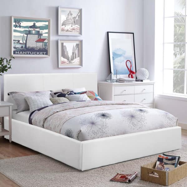 ΚΡΕΒΑΤΙ ΔΙΠΛΟ & ΣΤΡΩΜΑ 150x200εκ BOBBI HM21271.01 ΛΕΥΚΟ PU ΜΕ ΑΠΟΘ.ΧΩΡΟ - Image 2