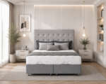 Κρεβάτι υφασμάτινο διπλό Kare - oval baza, GRI 581, 160x200 εκ.,All4home