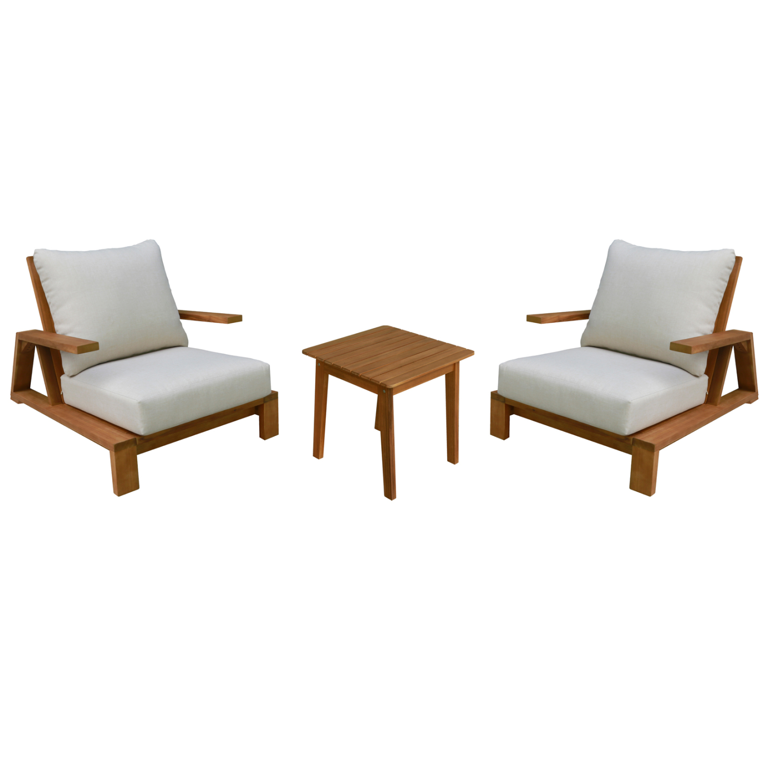 HM10893 LOUNGE ΣΕΤ MIREX HM10893 ΤΡΑΠΕΖΑΚΙ & 2 ΠΟΛΥΘΡΟΝΕΣ--ΞΥΛΟ ΑΚΑΚΙΑΣ--ΕΚΡΟΥ ΜΑΞΙΛΑΡΙΑ - Image 1