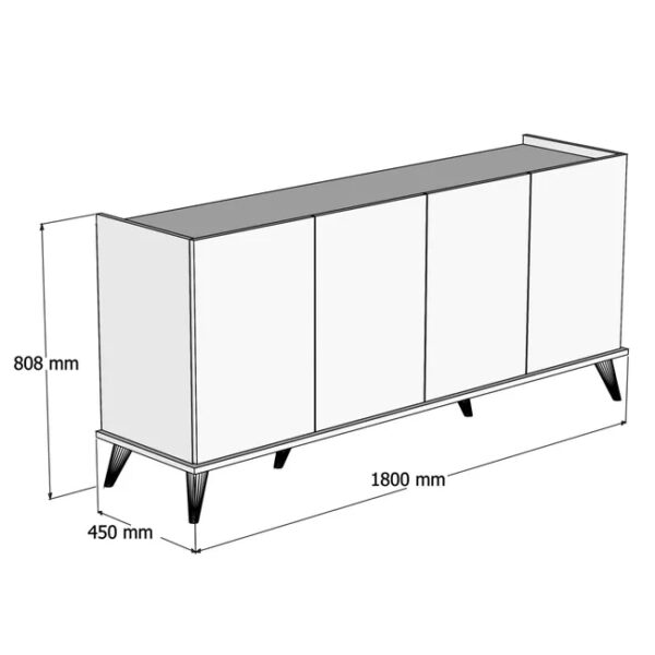 Μπουφές Elegante 1600, Π180xΜ45xΥ80,80 εκ., All4home - Image 5