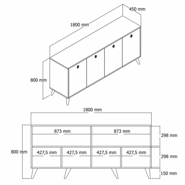 Μπουφές Elite 1610, Π180xΜ45xΥ80 εκ., All4home - Image 5