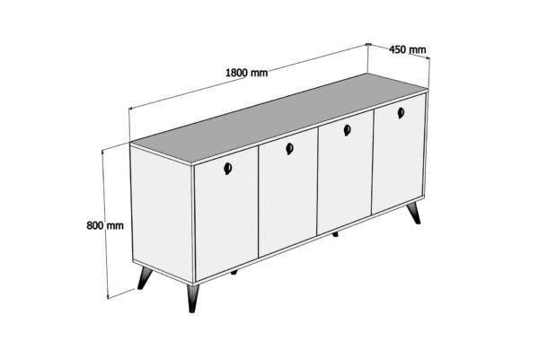 Μπουφές Elite 1618, Π180xΜ45xΥ80 εκ., All4home - Image 4