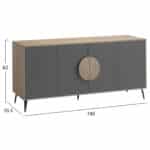ΜΠΟΥΦΕΣ SAVORE HM18368.13 ΜΕΛΑΜΙΝΗ SONAMA/ΓΚΡΙ-ΜΑΥΡΑ ΜΕΤΑΛ.ΠΟΔΙΑ 180x35.5x82Υεκ. - Image 2