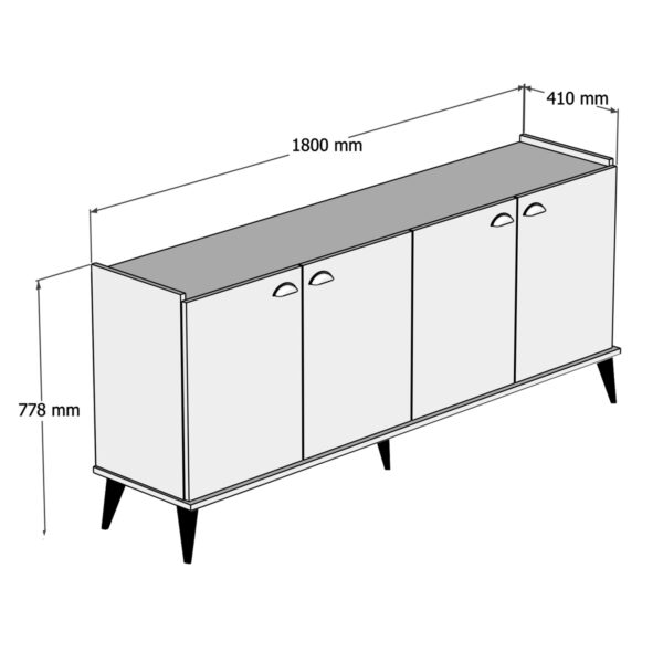ΜΠΟΥΦΕΣ ΜΕΛΑΜΙΝΗΣ HM9045.01 NATURAL WOOD - ΜΑΥΡΟ ΜΑΡΜΑΡΟ 180x41x77,8Y εκ. - Image 2
