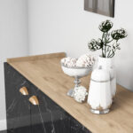 ΜΠΟΥΦΕΣ ΜΕΛΑΜΙΝΗΣ HM9045.01 NATURAL WOOD - ΜΑΥΡΟ ΜΑΡΜΑΡΟ 180x41x77,8Y εκ. - Image 4