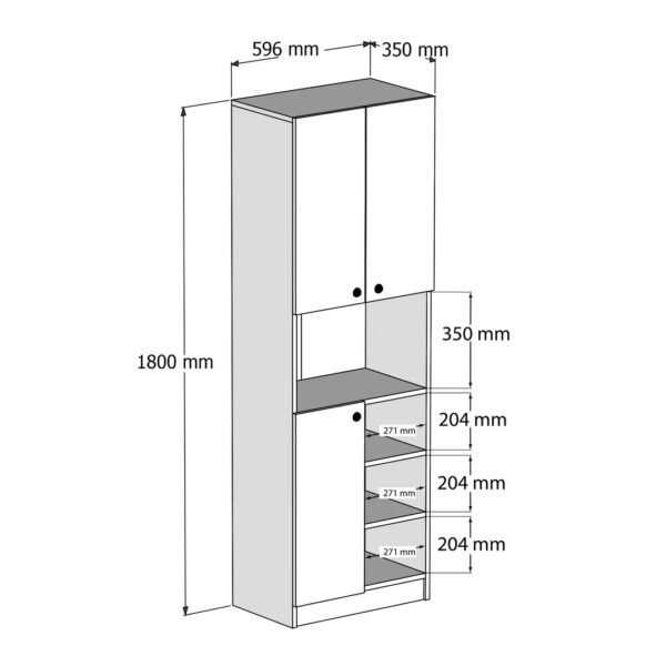 Ντουλάπα ,Order 3002,Λευκό, 59,6x35x180 εκ. ,All4home - Image 4