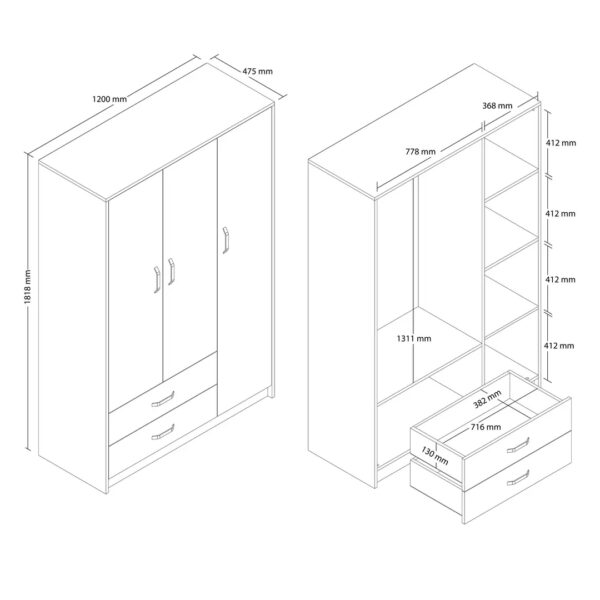 Ντουλάπα ,Wien 3514, 120x47,50x181,80 εκ. ,All4home - Image 6