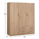 ΝΤΟΥΛΑΠΑ 3ΦΥΛΛΗ CARLY HM384.02 ΜΕ ΔΥΟ ΣΥΡΤΑΡΙΑ SONAMA 150X55Χ180Υεκ. - Image 2