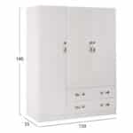 ΝΤΟΥΛΑΠΑ 3ΦΥΛΛΗ CARLY HM384.05 ΜΕ ΔΥΟ ΣΥΡΤΑΡΙΑ ΛΕΥΚΗ 150X55Χ180Υεκ. - Image 2