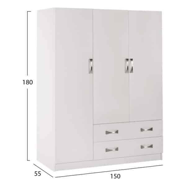 ΝΤΟΥΛΑΠΑ 3ΦΥΛΛΗ CARLY HM384.05 ΜΕ ΔΥΟ ΣΥΡΤΑΡΙΑ ΛΕΥΚΗ 150X55Χ180Υεκ. - Image 2